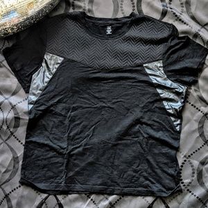 Men's Black Metallic Wave T-Shirt XXL INC